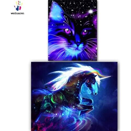 DIY colorings pictures by numbers with colors Colored cats and horses picture drawing painting by numbers framed Home