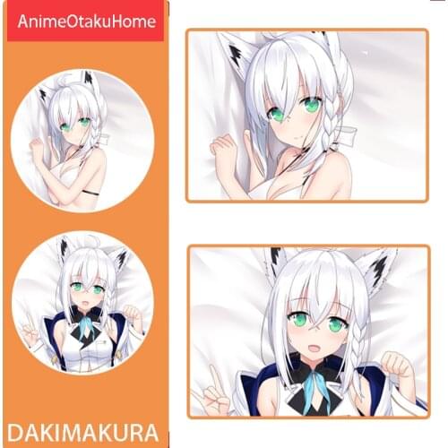 Anime Virtual YouTuber Shirakami Fubuki Throw Pillow Cover Hugging Body Pillowcase Otaku Bedding Dakimakura Pillow Case Gift