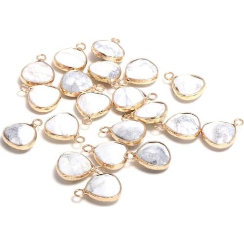 New 5pcs Natural Stone Water Drop Shape Section White Turquoi Pendants for Jewelry Making DIY Necklace Size 13x18mm