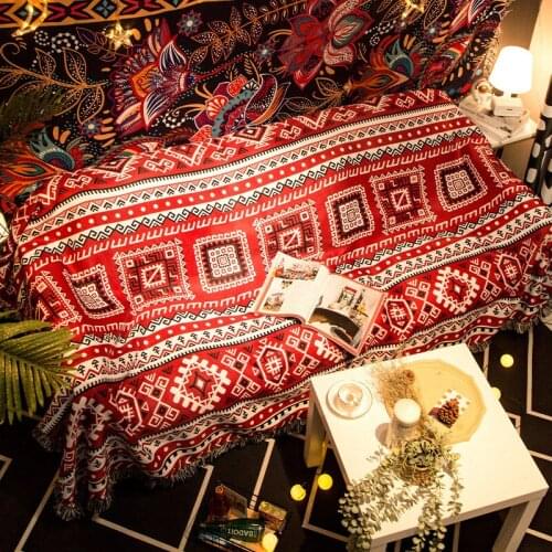 Nordic Bohemia Sofa blanket Retro sofa towel Ethnic Four Seasons beds Chair Cover Non-slip print boho decor Picnic blanket mat