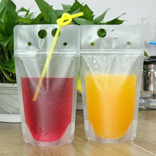 Wholesale 2000PCS Clear Drink Pouches Bags frosted Zip Stand-up Plastic Drinking Bag
