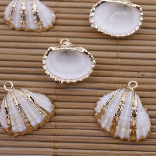 5 PCS Natural White Mother of Pearl Shell Gold Plating Pendant Charms 20mm-23mm