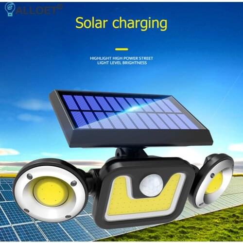 Durable Multi-functional 3 Heads 83 COB LED Rotation Wall Light Outdoor Yard Practical Motion Sensor Security Lamp