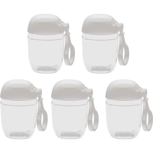 5Pcs 30ml Empty Transparent and convenient small Hand Sanitizer Portable Empty Bottles Hook Keychain Carriers