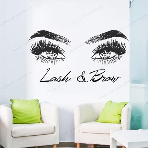 Eyelashes Lashes Brows Beauty Salon Decor Wall Decal Vinyl Sticker Make Up Stickers Shop Window Glass Wall Sticker AY1996