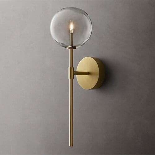 RH American Gold / Black Led Wall Lamp Clear Glass Lustre G4 Wall Scones Retro Sofa Side Led Lighting Luminarias Lamp Fixtures