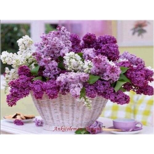 Needlework for embroidery DIY French DMC High Quality - Counted Cross Stitch Kits 14 ct Oil painting - Lilac Basket