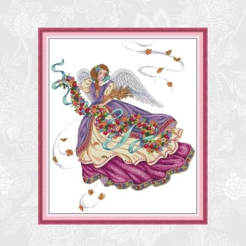 Needlework, Purple Angel Counted Printed On Canvas 14CT 11CT Cross Stitch Schemes DIY Handmade Crafts Home Decoration