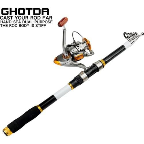 Fishing Rod Kits 2.1-3.6M Telescopic Fishing Rod and Spinning Reel Travel Fishing Pole Combo