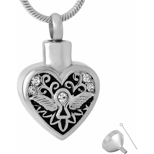 9548 316L Stainless Steel Heart Cremation Jewelry Ashes Pendant with Snack Chain