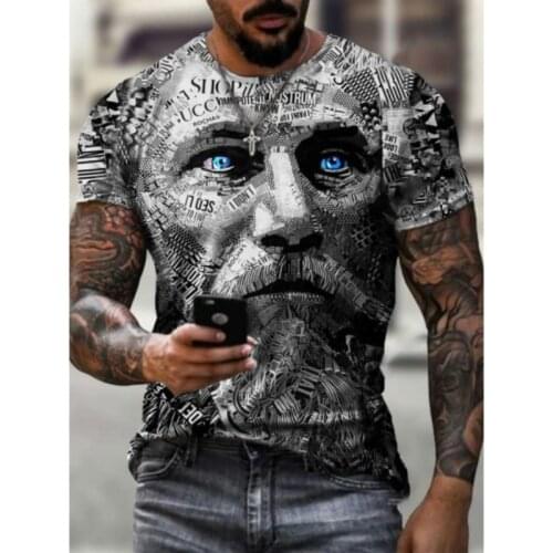 Flag Pattern Street Style Round Neck Breathable All-match T-shirt Retro Style Printed T-shirt | Bitcoin | Portrait | Latest 2021