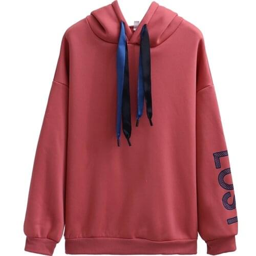 Zuolunouba 2020 Autumn And Winter Explosive Letter Print Ladies Hoodie Plus Velvet Thick Loose Warm Drawstring Women Pullover