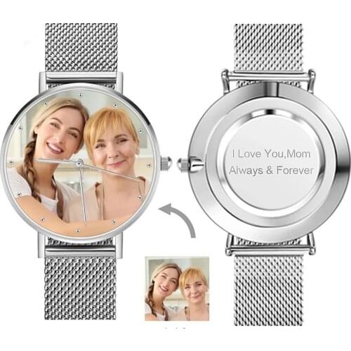 Womens Engraved Alloy Bracelet Photo Watch,Personalized Photo Watch,Custom Photo Watch,Personalized Custom Watch
