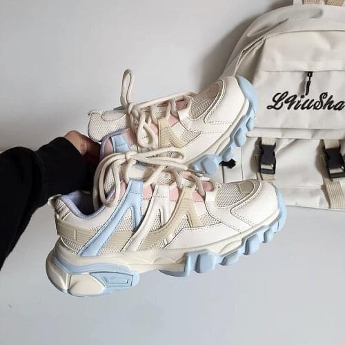 Womens Vulcanized Shoes 2021 New Design Macaron Color Women Chunky Sneakers Brand Design Ladies Sport Shoes Woman Trainers