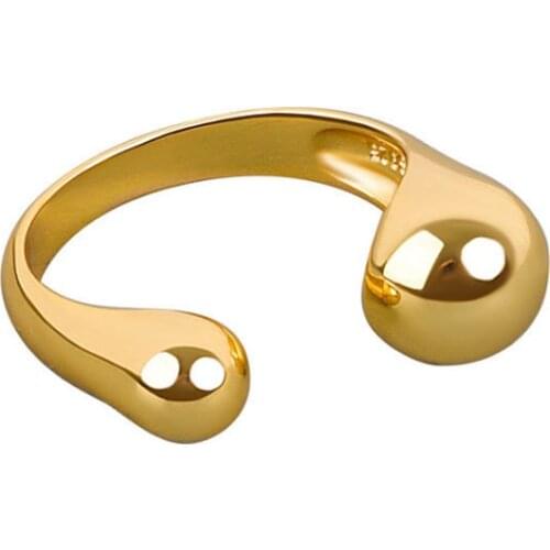VENTFILLE 925 Sterling Silver Korean Rings For Women Wide Hug Ball Female INS Simple Handmade Opening Index Finger Fashion Jewel