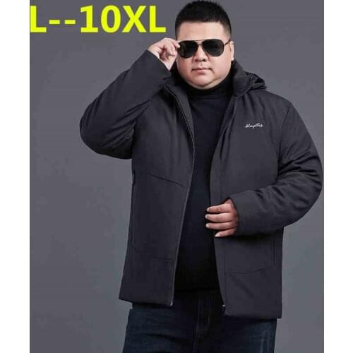 10XL 8XL 6XL 5XL Winter Jacket Men Hat Detachable Warm Coat Cotton-Padded Outwear Mens Coats Jackets Hooded Collar Thick Parkas