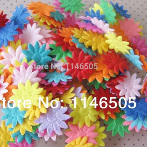 100PCS Mixed Color Cute Flower 25mm Felt Appliques for DIY Sewing Supplies craft accessorie Sew-On scrapbooking products