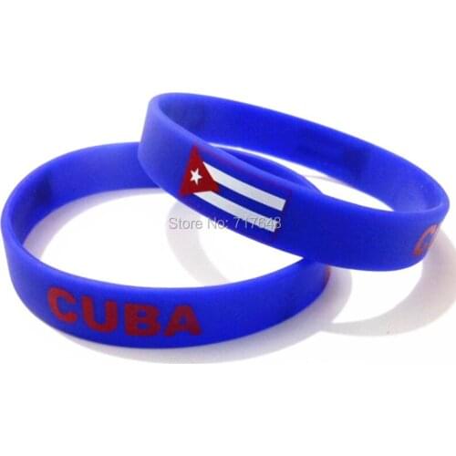 100pcs flag CUBA wristband silicone bracelets free shipping by FEDEX
