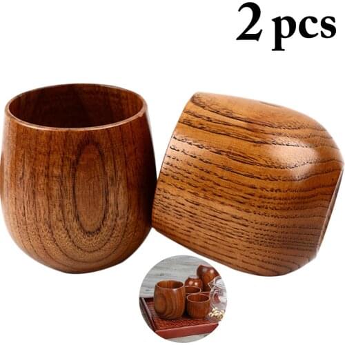 2pcs Fashion Simple Wood Cup Set Simple Lightweight Japanese Style Water Cup Tea Cup Wine Mug Drinking Utensils For Home