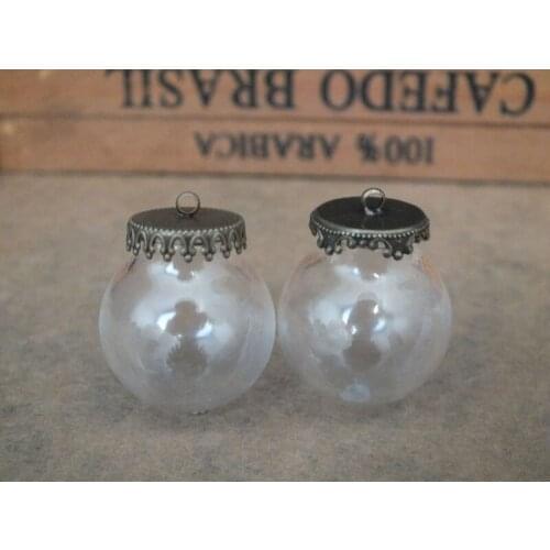 25x15mm Handmade glass globe ball with bronze cap,glass vial jewelry pendant , bronze an crown cap,necklace pendant