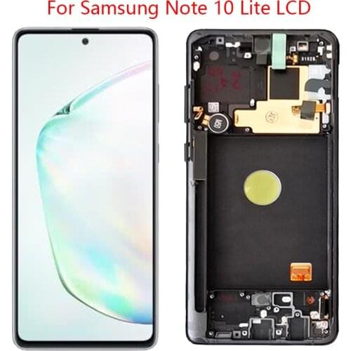 For Samsung Galaxy Note 10 Lite display LCD with border N770F N770F/DS N770F/DSM touch panel glass screen digitizer AMOLED