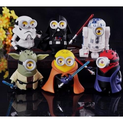 6pcs/lot Q Style Star Wars Cosplay Darth Vader Yoda PVC Action Figure Model Toy 10cm