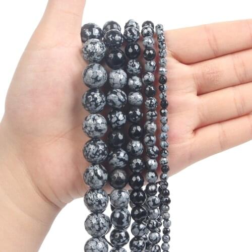 1Strand/Lot 4/6/8/10/12mm Natural Stone Snowflake Stone Round Beads Loose Spacer Bead For Jewelry Making DIY Accessories