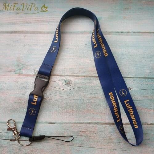 1 PC MiFaVipa Navy Blue Lufthansa Neck Strap Chaveiro Key Chain Flight Crew Llavero Lanyard Keychain for ID Card Chaveiro