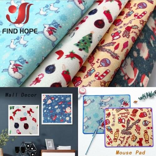 Christmas Tree Deer Printed Glitter Faux Synthetic Leather Patchwork For Hair Bow Bag Phone Case DIY Projects 20*15cm/30cm/120cm