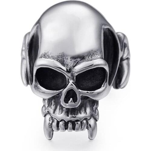 European and American Jewelry Domineering Titanium Steel Mens Rings Lithium Skull Ring