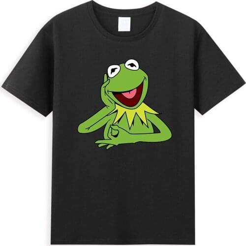Muppets Kermit The Frog Mens T-Shirts Summer High Quality Cotton T-Shirt Harajuku Funny T Shirts Men Fresh Design Streetwear
