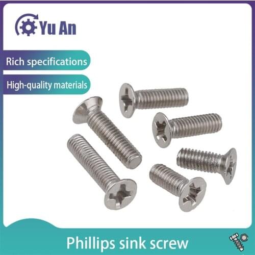 GB819 KM Hard Eco-friendly Nickel-plated Iron Hand Screw White Cross-groove Sink Screw M1.4-M4 1000PCS
