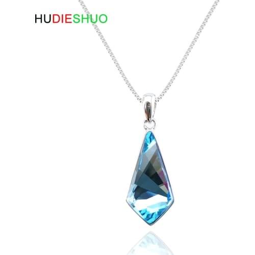 HUDIESHUO New Jewelry Austria Imported Crystal Necklace Women 925Silver Pendants Necklaces for Wedding Party