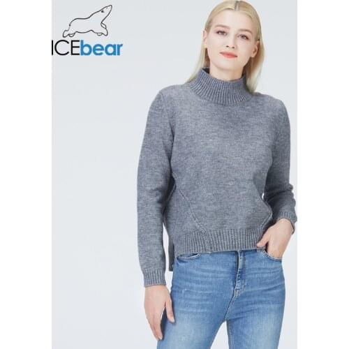Icebear 2021 fall winter womens tracksuit solid color turnleneck sweater suits knitted clothing BJ-3
