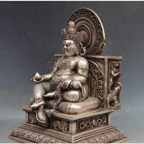 China copper Bronze Painted Yellow Jambhala Tibet God of wealth Buddha Statue