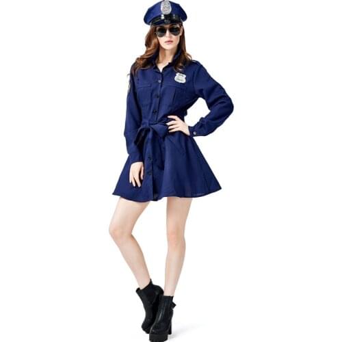 Umorden Police Officer Cops Costume for Women Teens Girls Halloween Purim Carnival Mardi Gras Party Dress