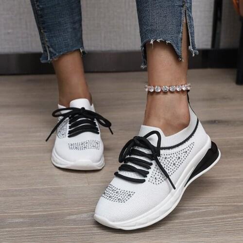 Shoes for Women 2021 Fashion Rhinestone Breathable Casual Shoes Women Sport Shoes Women Plus Size Flat Shoes Zapatos Para Mujer
