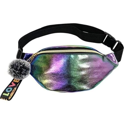 Cool Sequins Printing Waist Bag For Woman 2021 Fashion Girls Shoulder Belt Bags Kids Waist Packs Glitter Phone Pouch