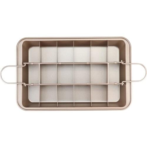 18 Holes Brooklyn Brownie Copper Nonstick Baking Pan with Built-In Slicer Ensures Perfect Crispy Edges Metal Utensil