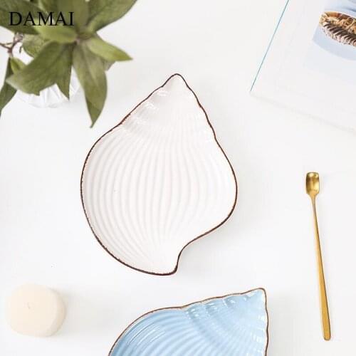 Conch Decorative Plate Set Creativity Snacks Ceramic Plates Golden Stroke Dried Fruit Dishes Main Course Home Kitchen Tableware