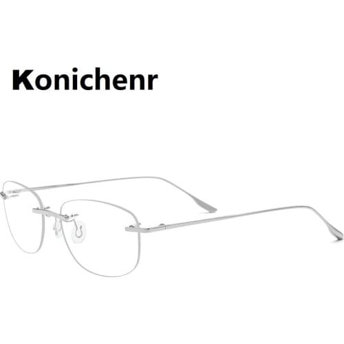 Konichenr Titanium Alloy Optical Rimless Glasses Men New Prescription Eyeglasses Frame Women Myopia Round Pilot Eyewear