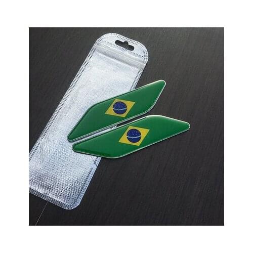 Pair Brazil Flag Auto Fender Side Emblem Skirts Badge Decal Sticker Car Accessories