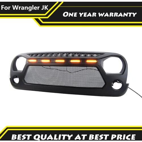 JK Front Grille Racing Bumper Grills Wiht LED Light Fit For Jeep Wrangler JK 2007-2017 Car Accessories
