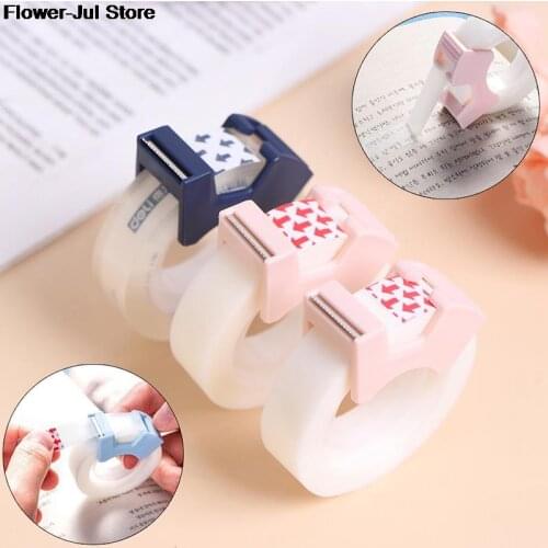 Writable Clear Adhesive Tape with Tape Cutting Tool Invisible Correction Tape School Stationery Protable Tape Dispenser
