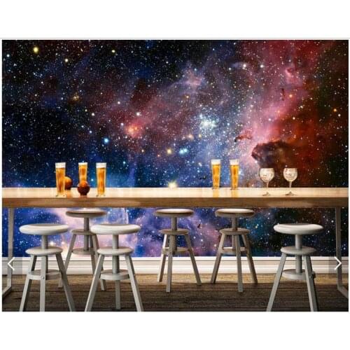 Custom photo wallpaper 3d wall murals wallpaper 3 d cool dreamy purple cloud sky bar setting wall universe 3d room wallpaper