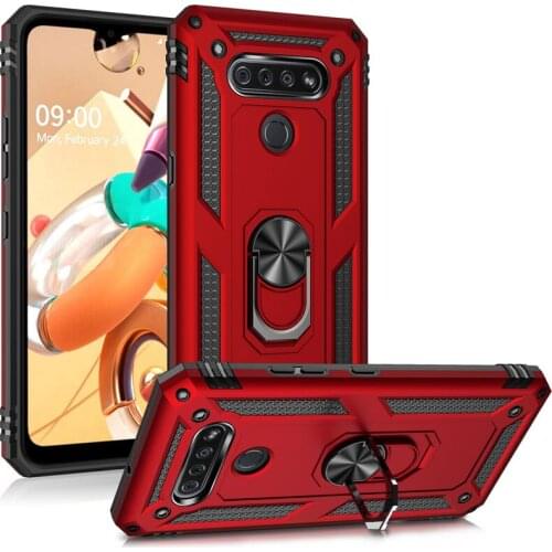 Heavy Duty Rugged Ring Bracket Magnetic Holder Shockproof Kickstand Protective case+screen protector for for LG K51/LG Q51