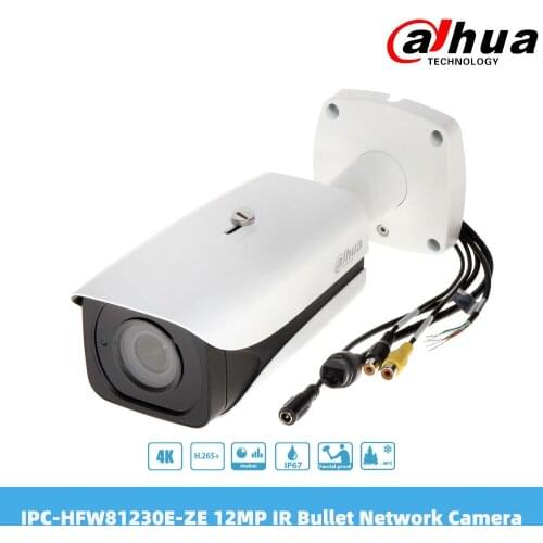 Dahua IPC-HFW81230E-ZE 12MP IR Bullet Network Camera IP67 PoE+ H.265 & H.264 Dual-Stream Encoding 1080P 4.1mm ~16.4mm Zoom Lens