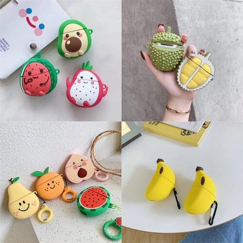 Cartoon Cute 3D Fruit Avocado Silicone Headphones Case for Apple AirPods Bluetooth Earphone Protect Cover For AirPods Chager Box