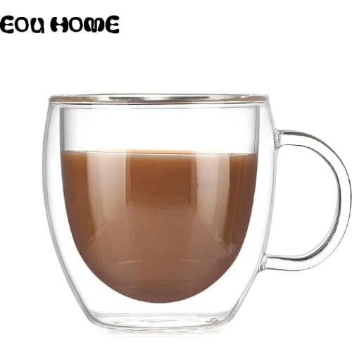 Heat ResistantDouble Glass Coffee Milk Juice Drink Cup with Handle High Boron Silicon Transparent Creative Water Cup