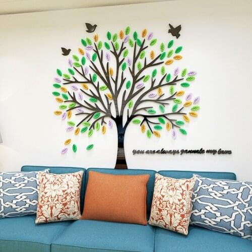Creative tree bird forest plant nursery wall decoration 3D stereoscopic sticker living room acrylic background wall decor
